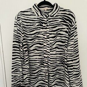 Zebra print button down blouse